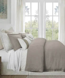 Hera Linen Duvet, Super Queen Taupe