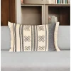 HomeRoots 14" X 20" Beige and Black Southwestern Cotton Throw Pillow With Fringe