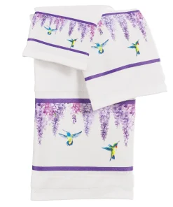 Colorful Hummingbird Purple Wisteria 3-Piece Towel Set - 9.250 x 6.500 x 3.350