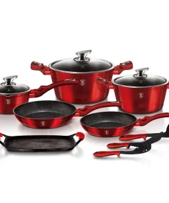 Berlinger Haus 12-Piece Kitchen Cookware Set, Burgundy Collection