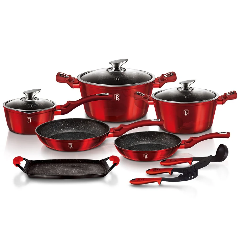 Berlinger Haus 12-Piece Kitchen Cookware Set, Burgundy Collection