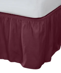 Home Details Wrap Around Bed Ruffle Twin/Full in Burgundy
