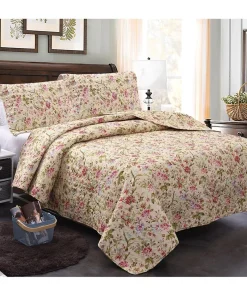 3 Piece Printed Lightweight Bedding Quilt Set