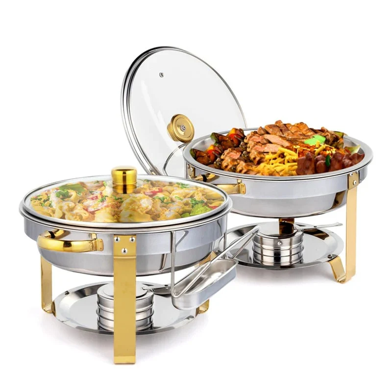2/4/6/8 Sets 5 Qt Stainless Steel Round Chafing Dish