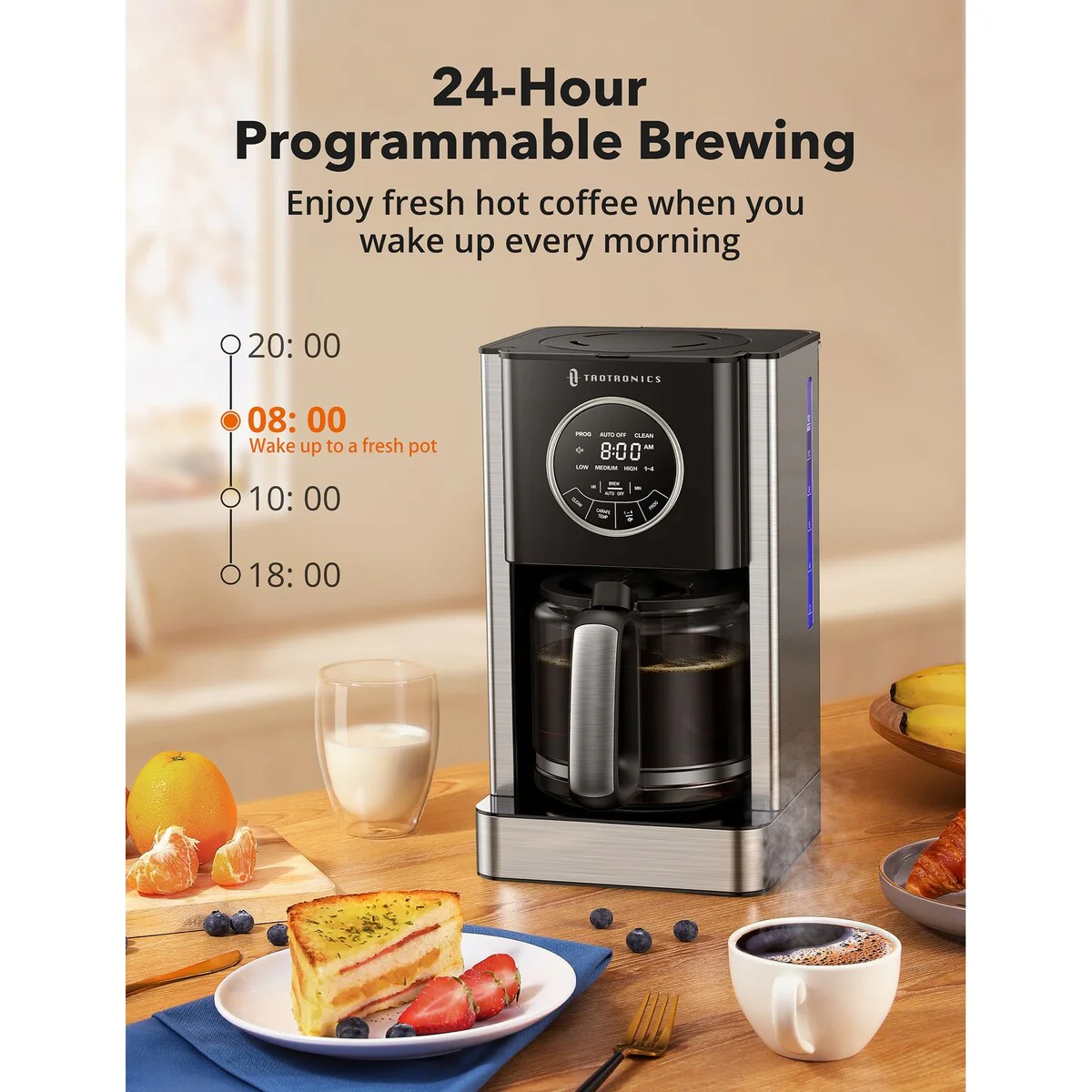 12-Cup Coffee Maker Drip Coffee Machine with Glass Carafe