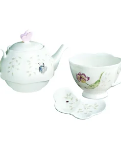 Lenox Butterfly Meadow Stackable Tea For One Set - White - 8 x 6 x 5