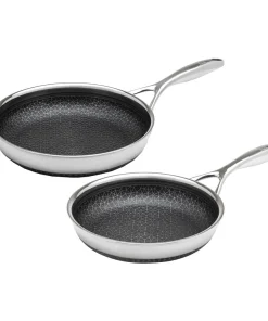 LIVWELL DiamondClad 2pc Hybrid Nonstick Stainless Steel Frypan Set