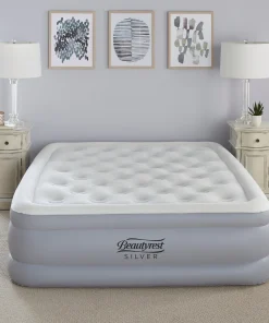 Beautyrest Silver 18-inch Queen Size Everfirm Adjustable Comfort Dual Coil Pillowtop Raised Air Bed Mattress with Built-in Pump