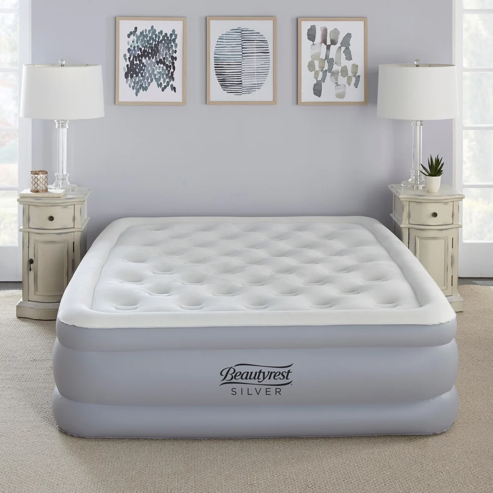 Beautyrest Silver 18-inch Queen Size Everfirm Adjustable Comfort Dual Coil Pillowtop Raised Air Bed Mattress with Built-in Pump