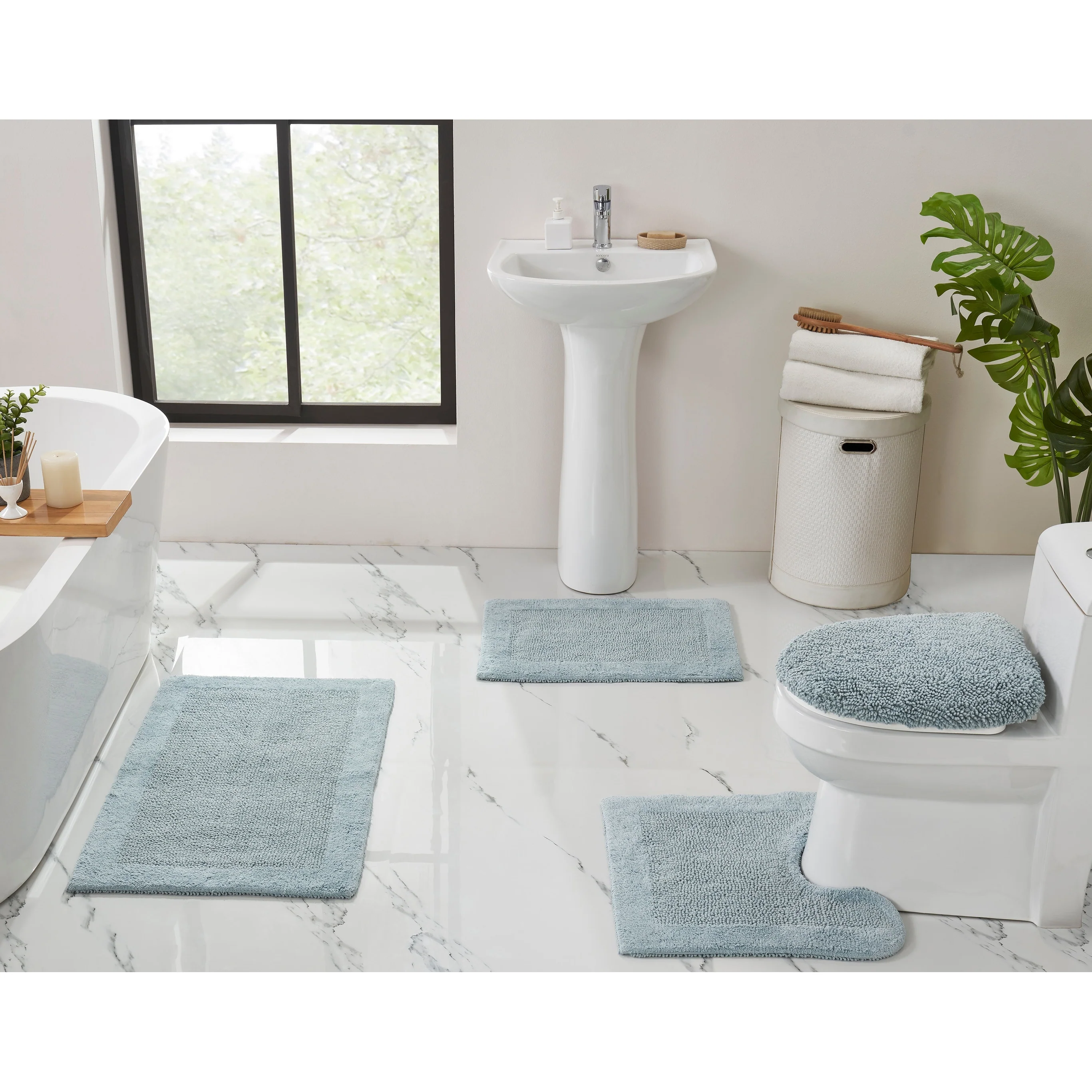 Better Trends Bath Rugs 100% Cotton Soft Water Absorbent Chenille Bathroom Rug for Shower, Sink Mats Edge Collection