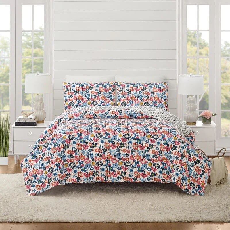 Blossom 100% Cotton Reversible Quilt Set