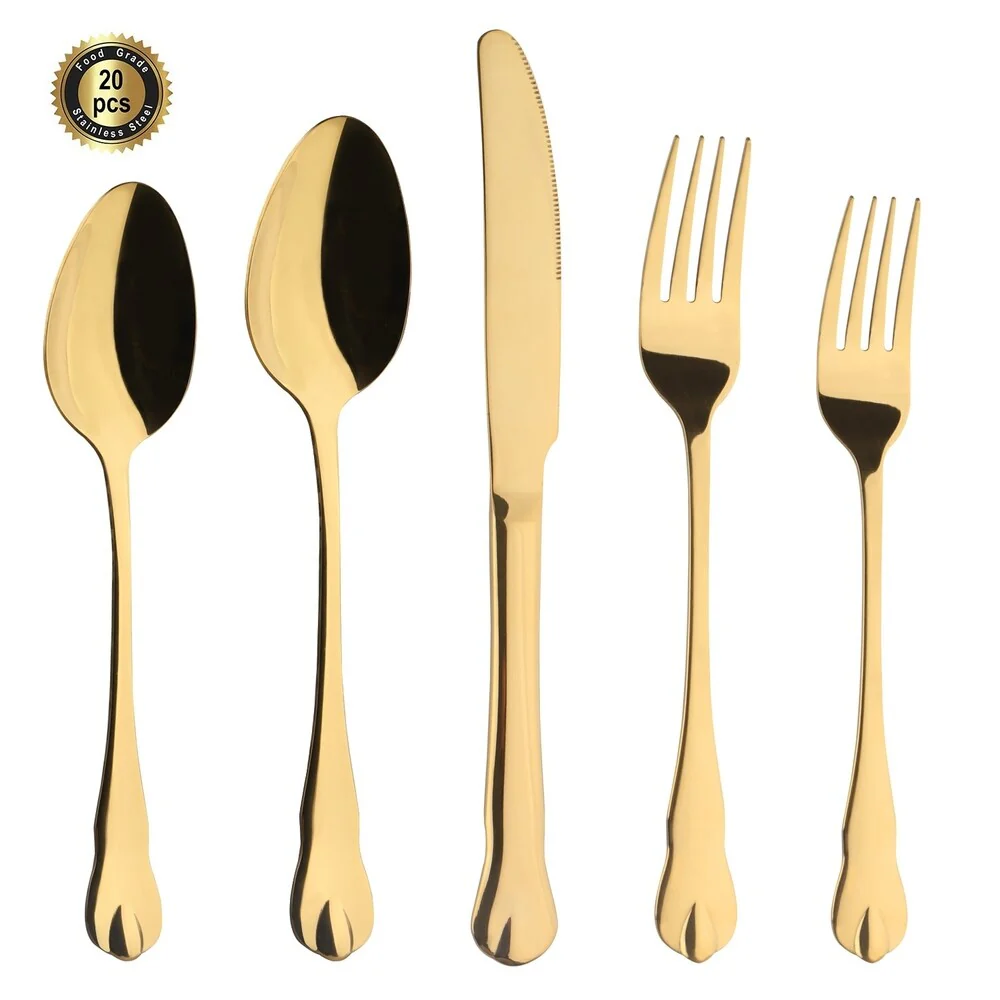 20 Piece Gold Stainless Steel Flatware Set