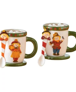 6-Piece Scarecrow Mugs, Coasters, & Spoons Set - 10.130 x 7.500 x 7.250