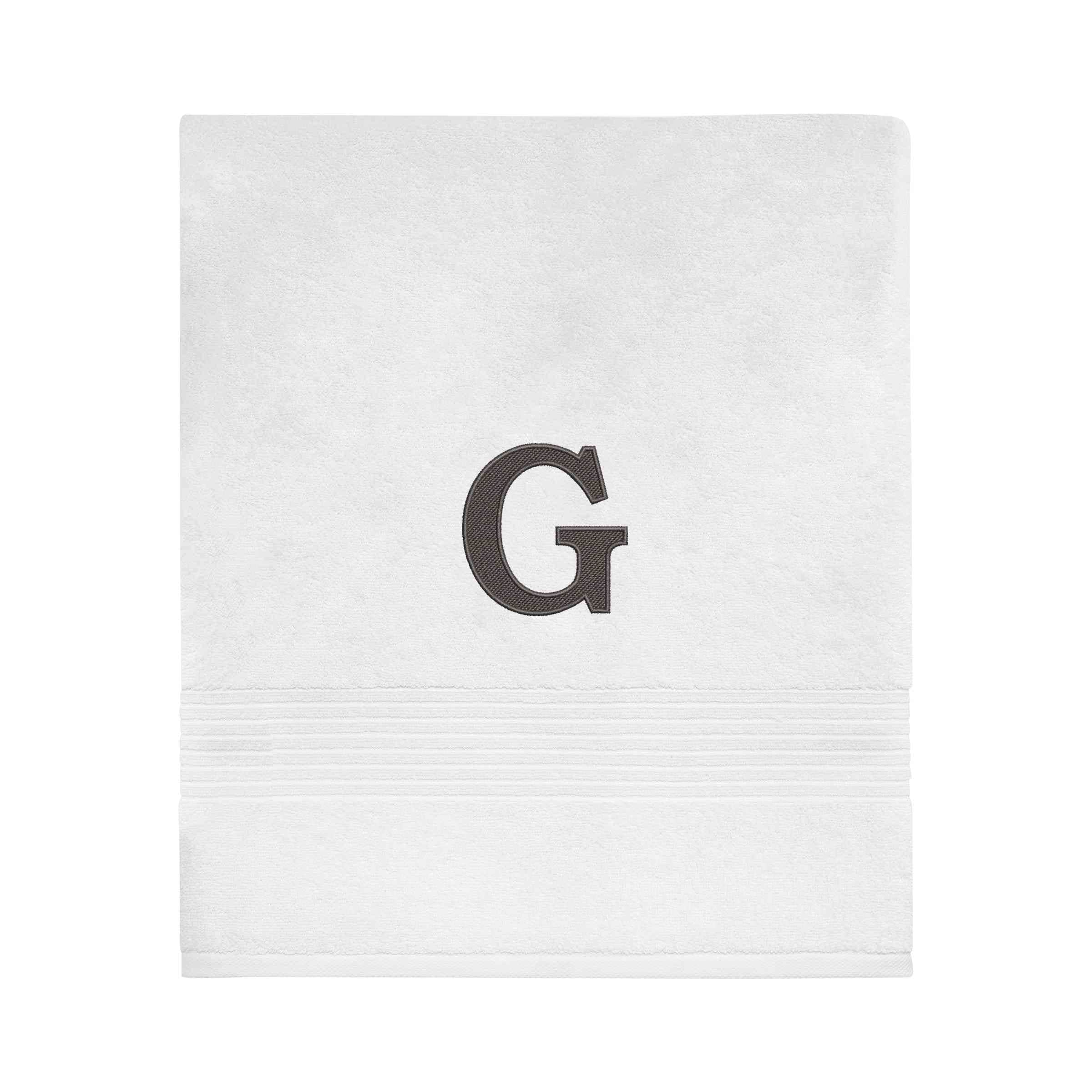 Avanti Linens Wht/Gry Block Monogram Bath Towel - Bath Towel