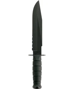KA-BAR Fighter Partially Serrated Edge Knife w/ Sheath - Black