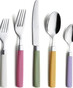 20 Pcs Stainless Steel Flatware Set with Color Handles