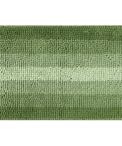 Contrasting Color Striped Bathroom Rugs, Non-Slip Plush Shaggy Bath Carpet, Bath Mats