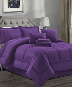 8/10 Piece Purple Plaid Comforter Set
