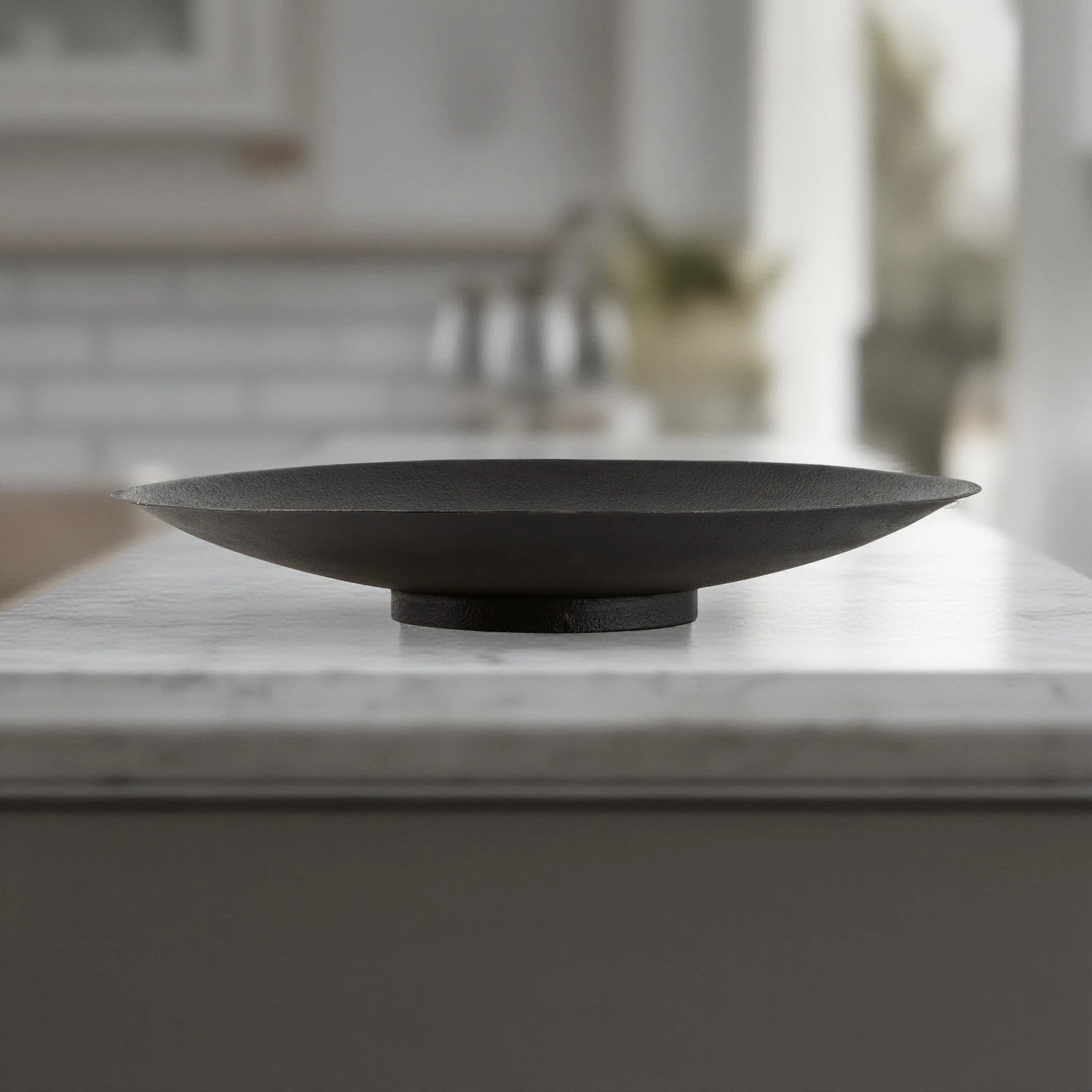 20 Inch Modern Display Bowl, Antiqued Metal Design, Warm Dark Brown Finish