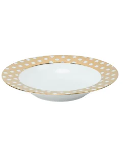 10 Strawberry Street Gingham Gold-tone Rim Porcelain Soup Plate (Pack of 6)
