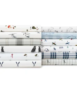 Eddie Bauer Printed Cotton Percale Deep Pocket Sheet Set.