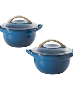Cravings By Chrissy Teigen 2Pc 4In Cast Iron Mini Casserole Set Blue - 4 Inch