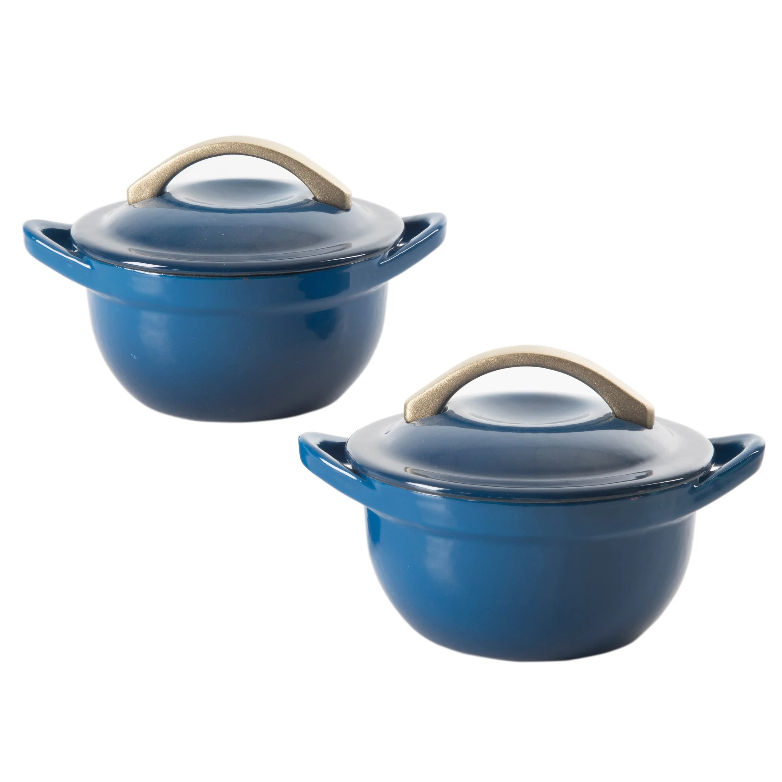 Cravings By Chrissy Teigen 2Pc 4In Cast Iron Mini Casserole Set Blue - 4 Inch