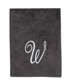 Avanti Linens Granite/Silver Script Monogram Bath Towel Letter W - Bath Towel