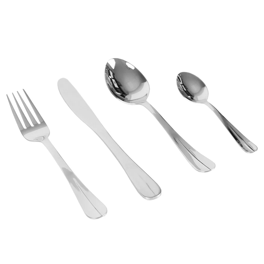 Home Basics Piper 16 Piece Stainless Steel Flatware Set, Silver
