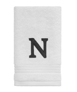 Avanti Linens Wht/Gry Block Monogram Fingertip Towel - Fingertip Towel