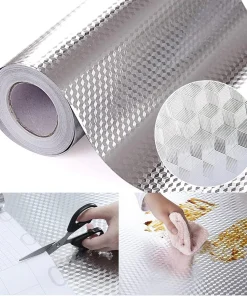 Kitchen Oil Proof Sticker Backsplash Aluminum self-Adhesive Paper