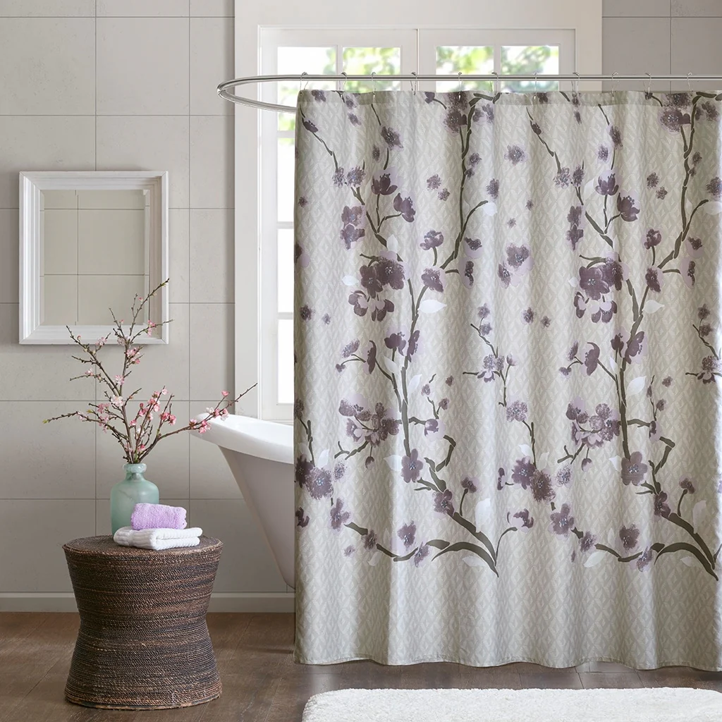 100% Cotton Printed Cherry Blossom Shower Curtain