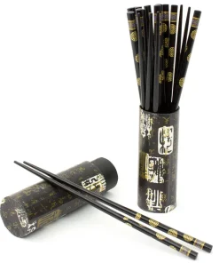 Handmade Set of 10 Black Wooden Chopsticks (China)