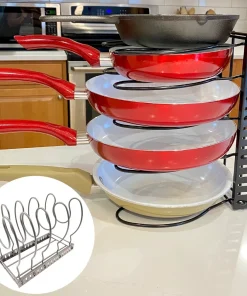 Evelots Pot/Pan/Lid Rack-Adjustable Widths-5 Divider-Powder Coated Carbon Steel - Single unit - Single unit
