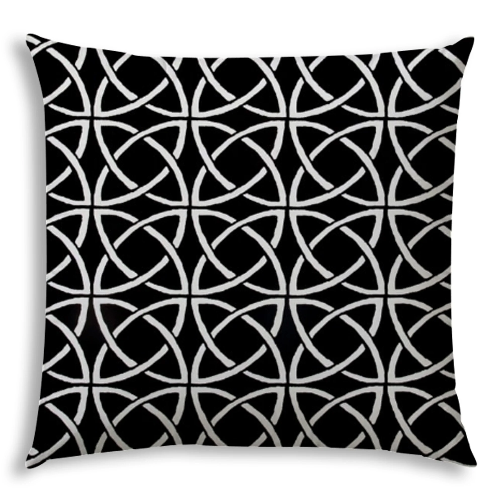 20" X 20" Black And White Zippered Polyester Interlocking Throw Pillow Cover