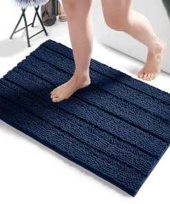 Deconovo Non Slip Chenille Striped Bath Mat Soft Durable