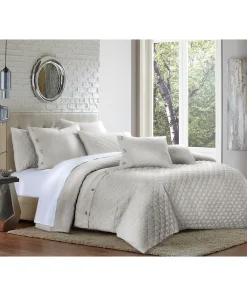 AICO Gibson Diamond Quilted and Solid Plain Linen Duvet Set