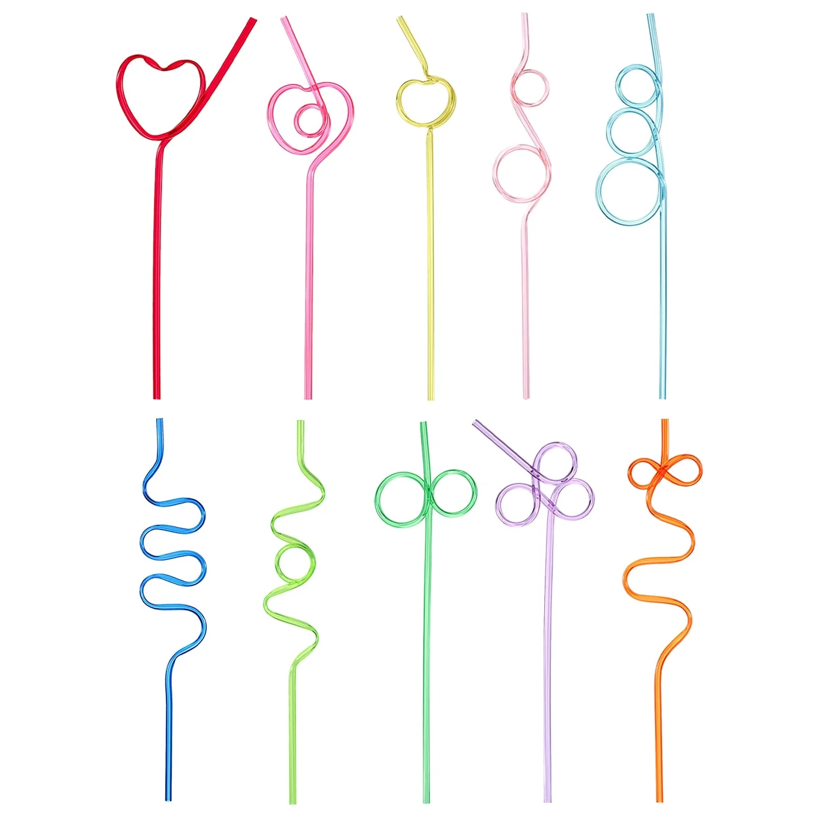 20pcs Silly Straws, 265mm/10.43" Crazy Straws for Gift Christmas - Mixed Color