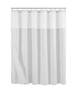 Cotton Blend Honeycomb Waffle Shower Curtain with Snap-in Liner