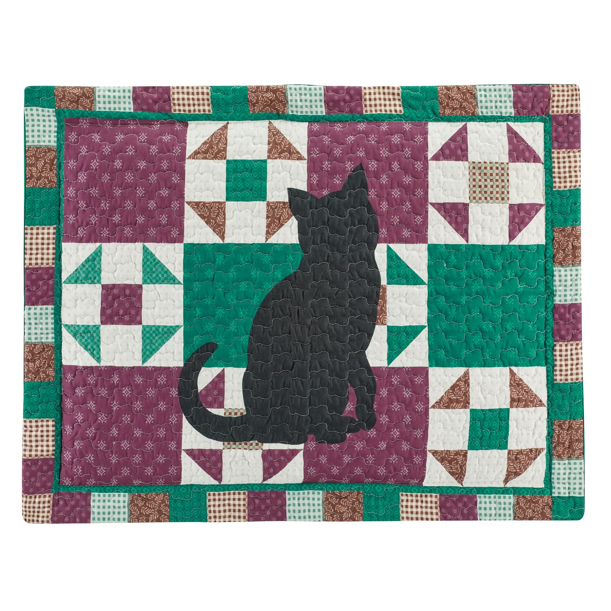 Charming Cat Silhouette Patchwork Pillow Sham