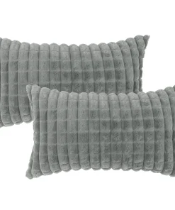 2pcs Checkered Faux Fur Plush Throw Pillow Covers Solid Soft Fuzzy Cozy Decorative Pillowcases for Home Decor