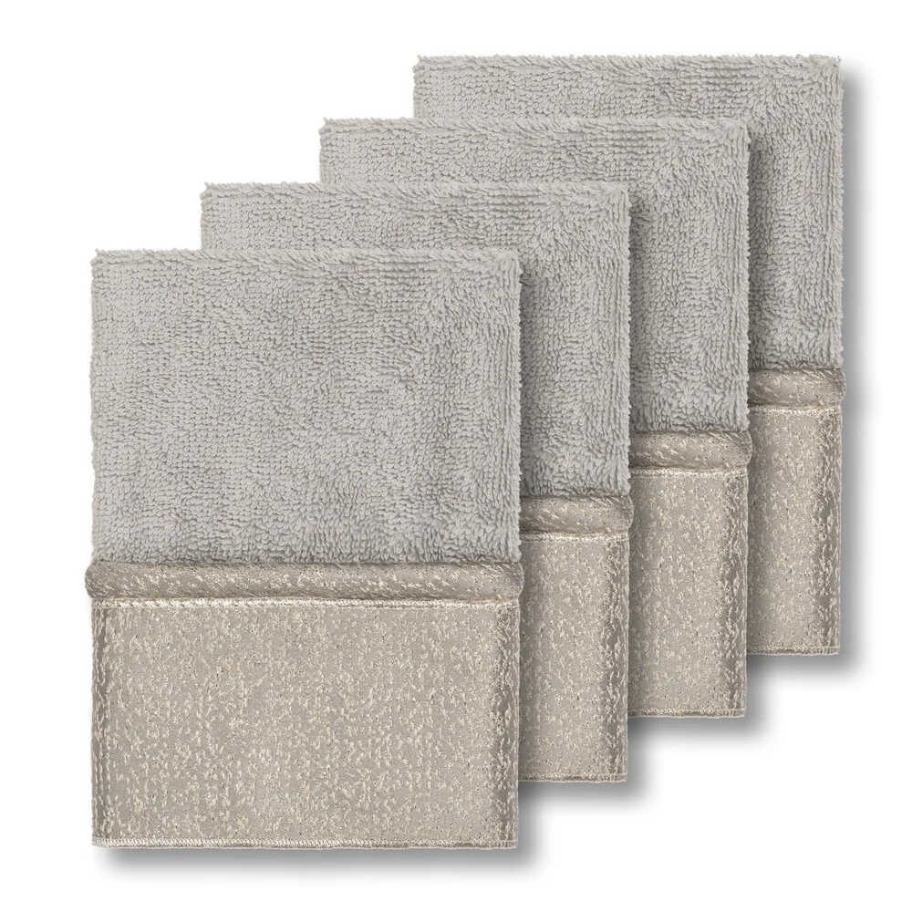 Authentic Hotel and Spa Turkish Cotton Della Jacquard Light Grey 4-piece Washcloth Set