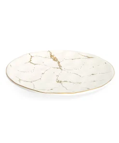 Classic Touch 10" Marbleized Porcelain Dinner Plates Set Of Four - 10 X 10