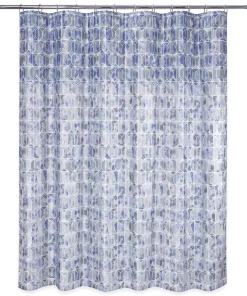 Hexagon Border Shower Curtain Blue