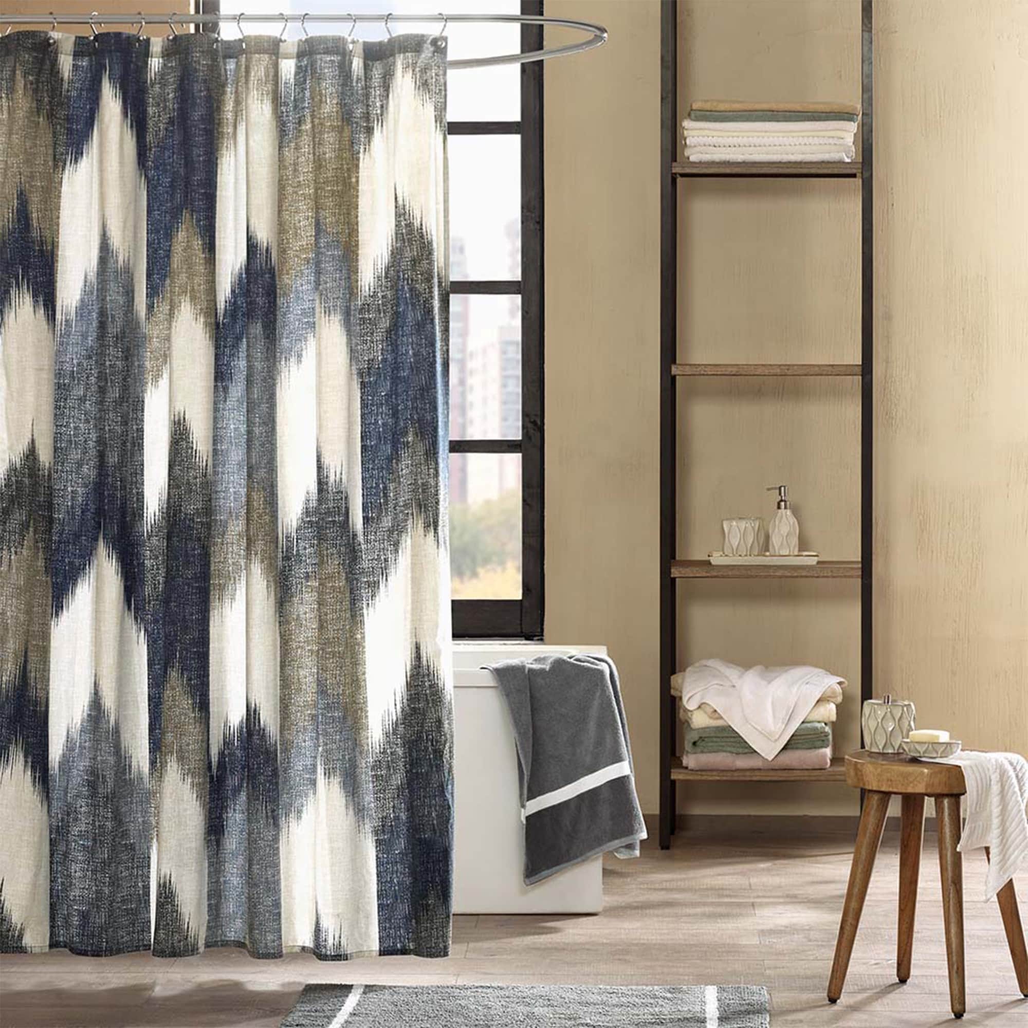 72x72 Cotton Abstract chevron Printed Shower Curtain