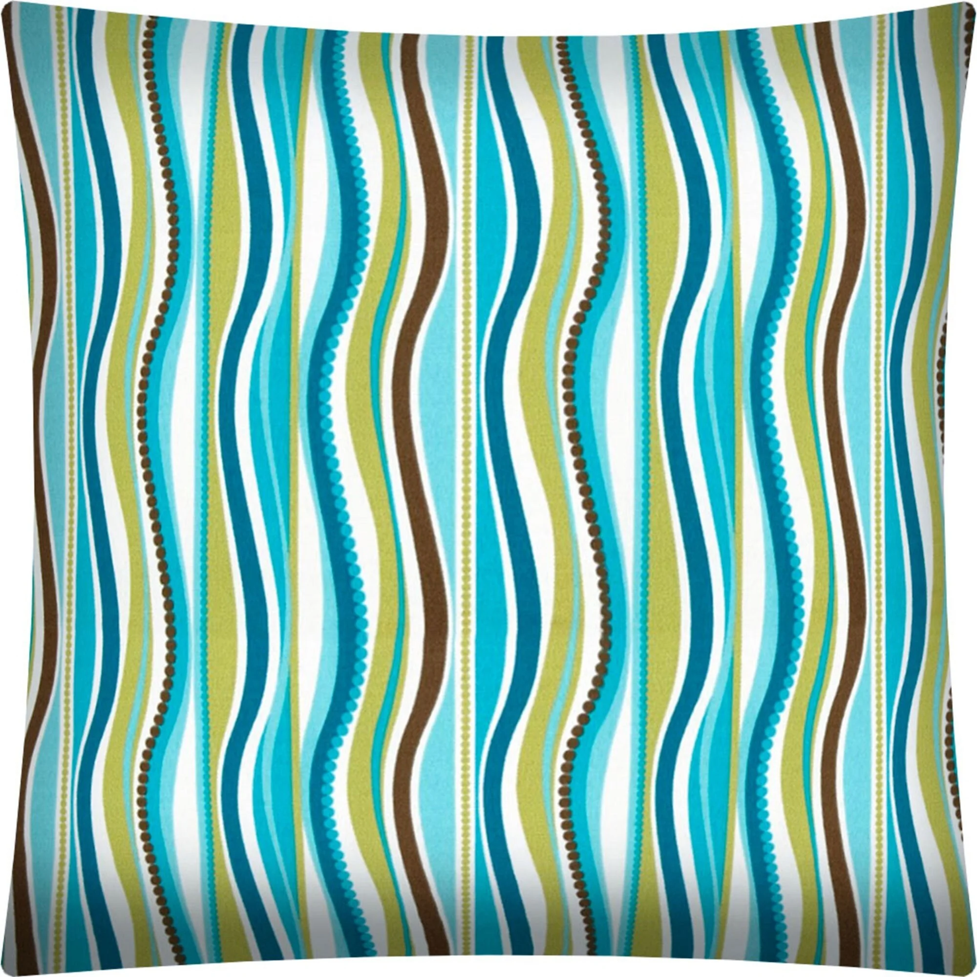 17" X 17" Aqua Brown And Olive Zippered Polyester Striped Throw Pillow Cover - Blue