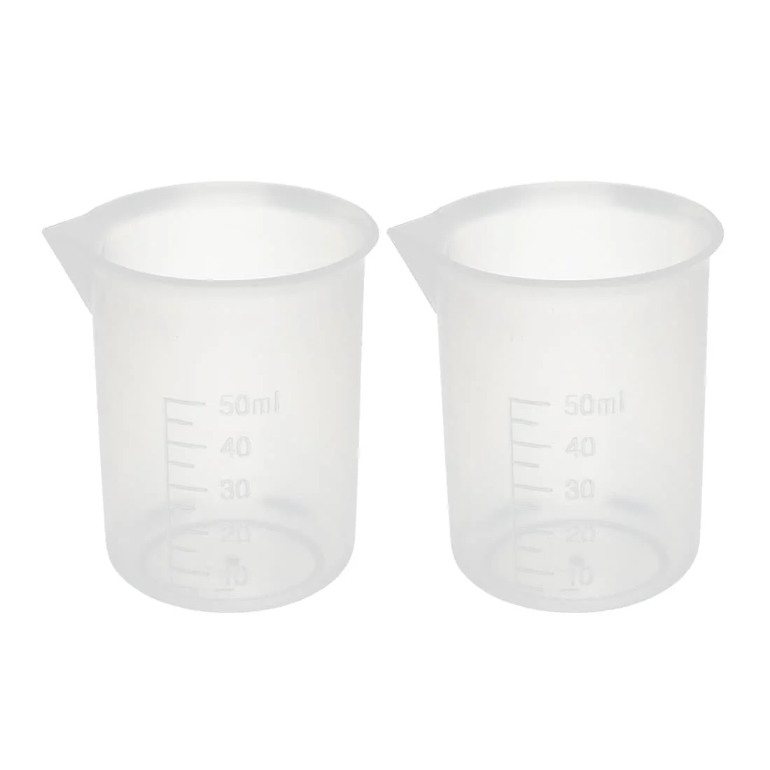 2 Pcs Kitchen Lab 50mL Plastic Measuring Cup Jug Pour Spout Container - Clear