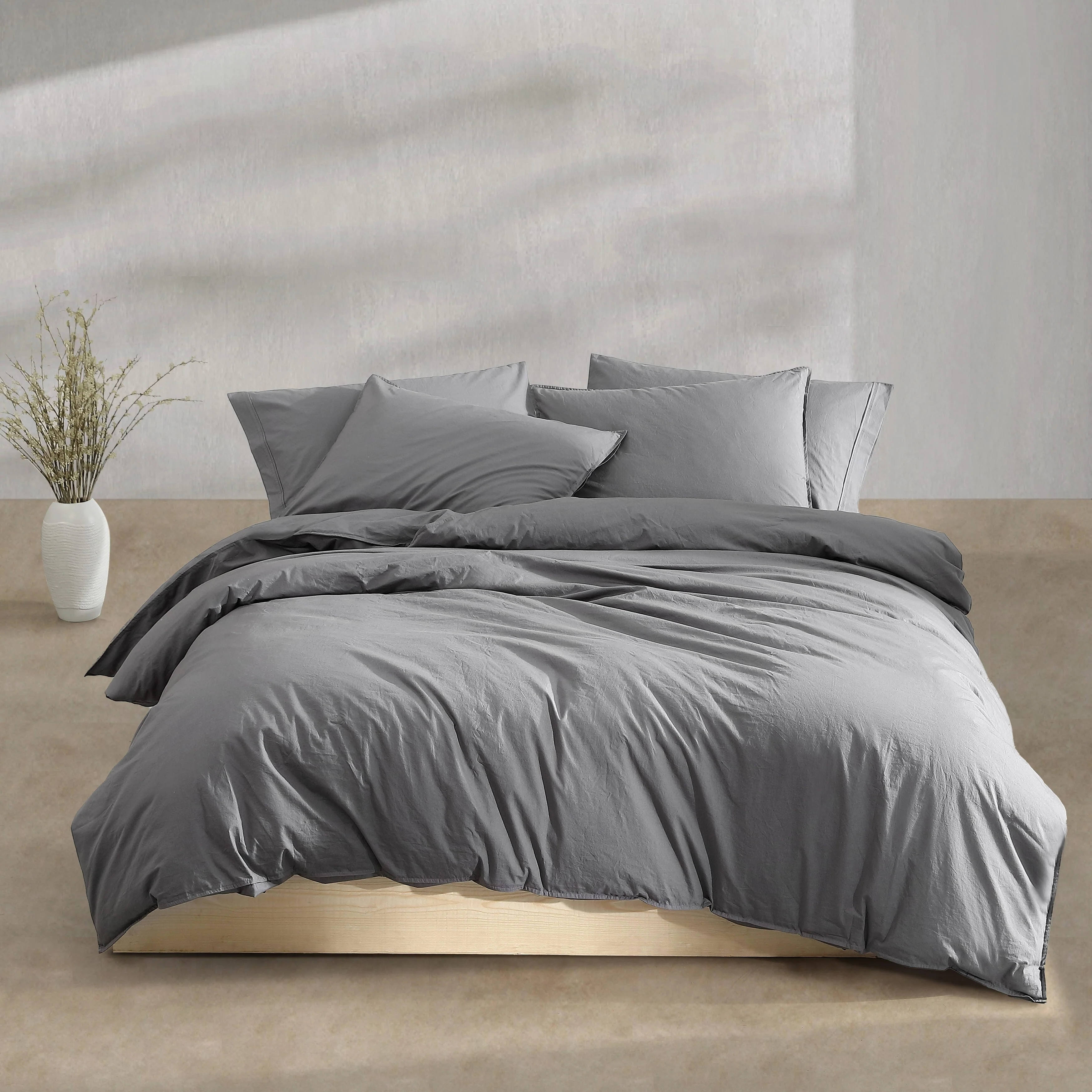 Calvin Klein Washed Percale Cotton Solid Comforter Set