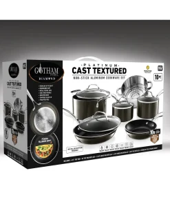 Gotham Steel Non Stick Platinum Cast Textured 10pc Cookware Set