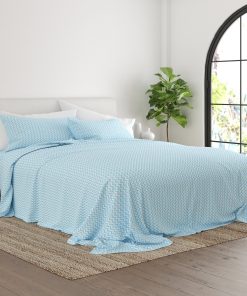 Becky Cameron Puffed Chevron Pattern 4 Piece Deep Pocket Bed Sheet Set